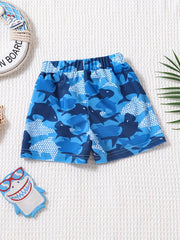 Boys Cartoon Shark Trunks for Beach Vacation