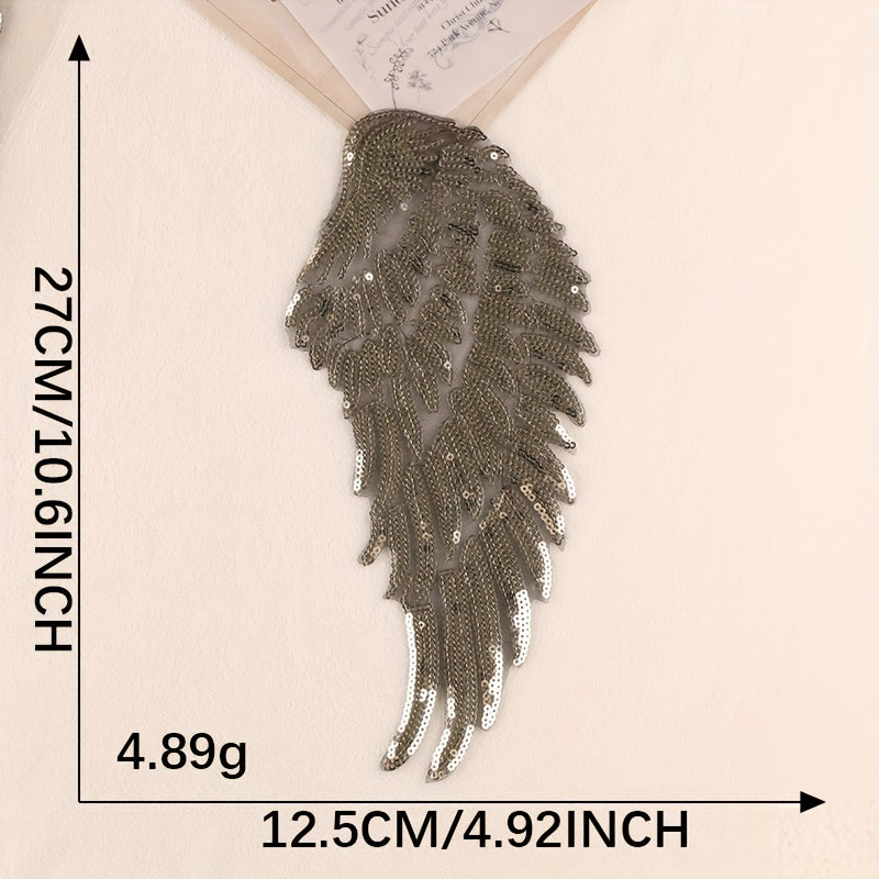 Sequin Wings Iron On Patches Sew On Embroidered Applique Repair Patch DIY Crafts