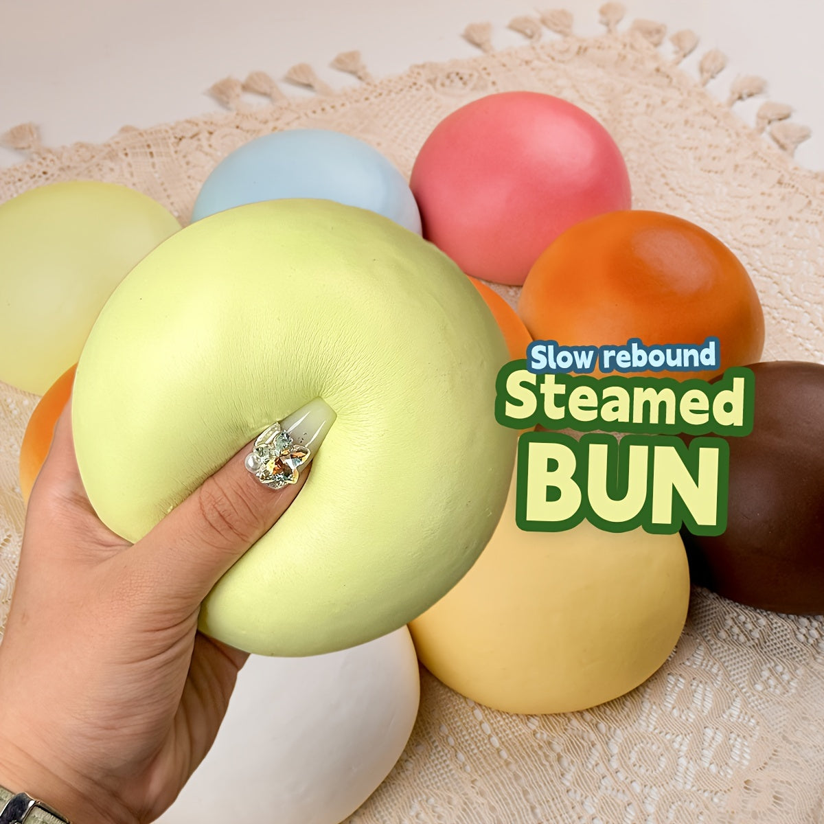 Large 4 13 Squishy Steamed Bun Toy Slow Rising Soft TPU Squeeze Model