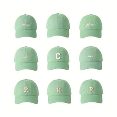 Letter Patch Baseball Cap Mint Green Lightweight Casual Sun Hat