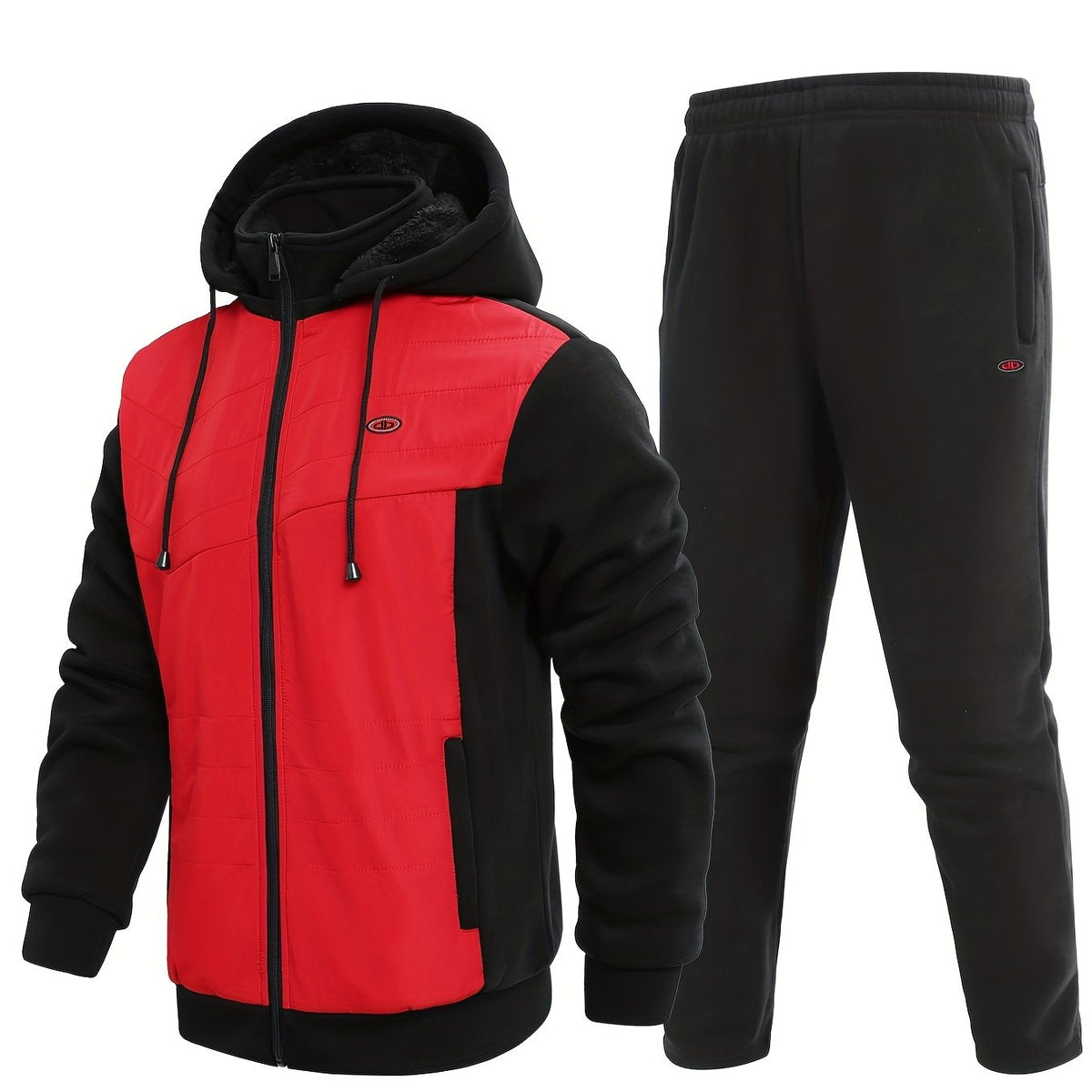 Men's Active Thermal Hooded Jacket & Thick Pants Set