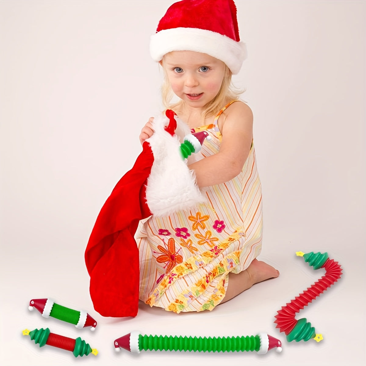 Christmas Mini Pop Tubes Sensory Toys for Kids, Boys, Girls - Stocking Stuffers
