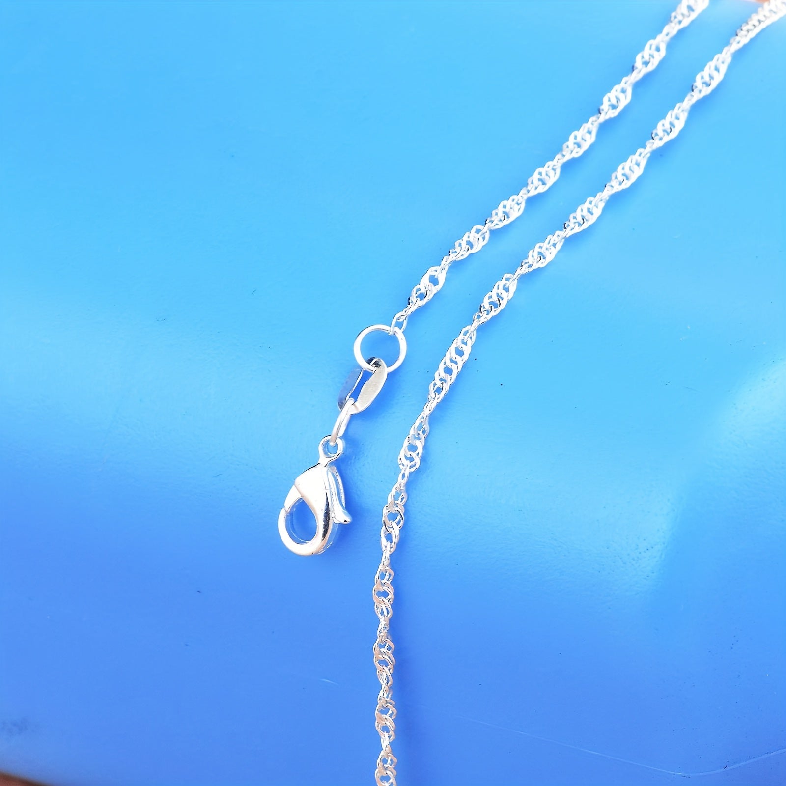 40cm Silver Plated Necklace Water Wave Chain
