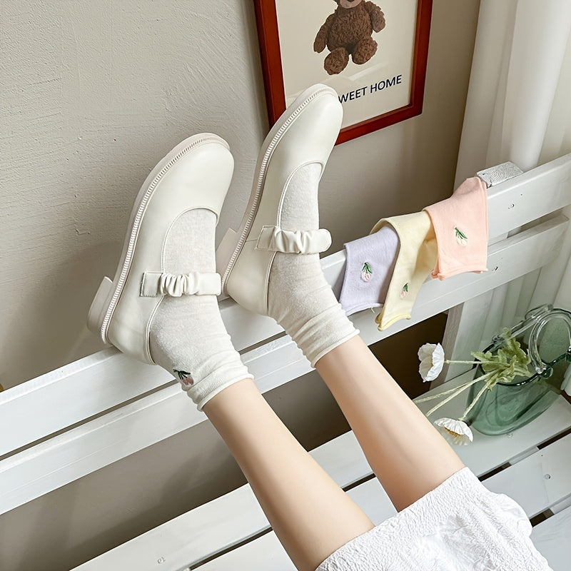 Soft Cotton Ankle Socks Floral Pattern Women's Stocking