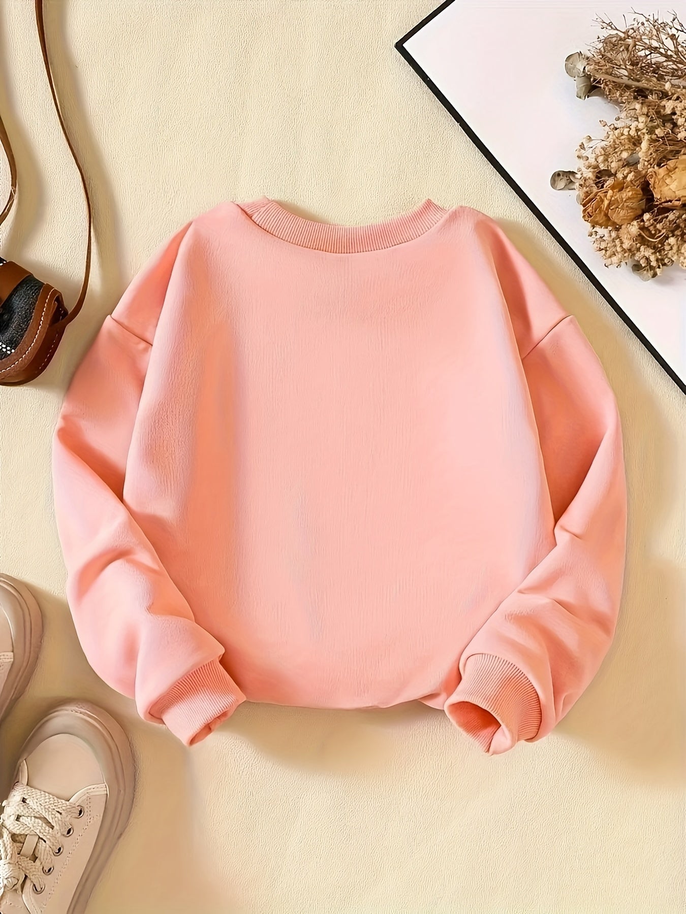 Girls Crazy Grandpa Print Round Neck Sweatshirt Pullovers