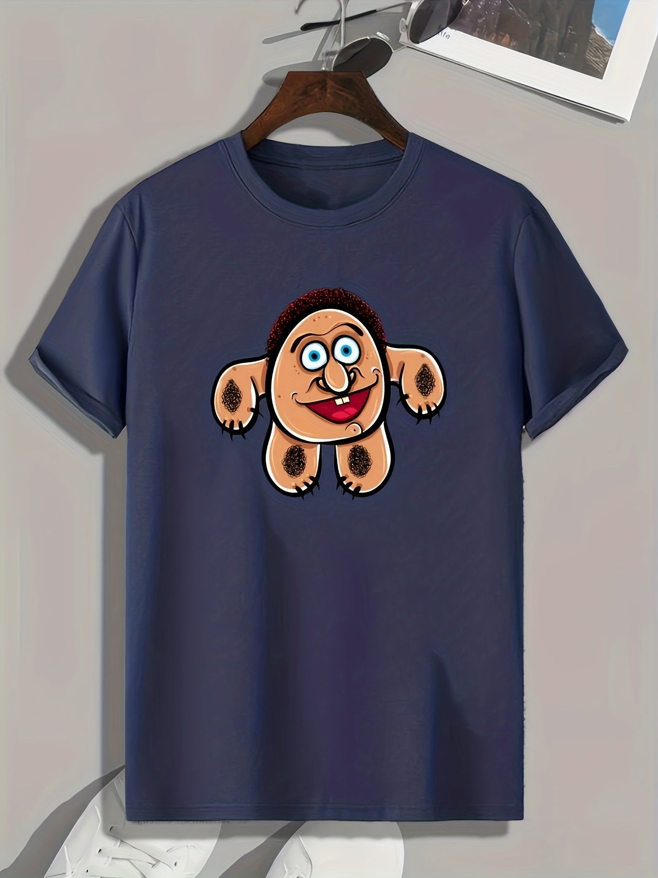 Funny Cartoon Pattern Print Men's Comfy Sports T-shirt