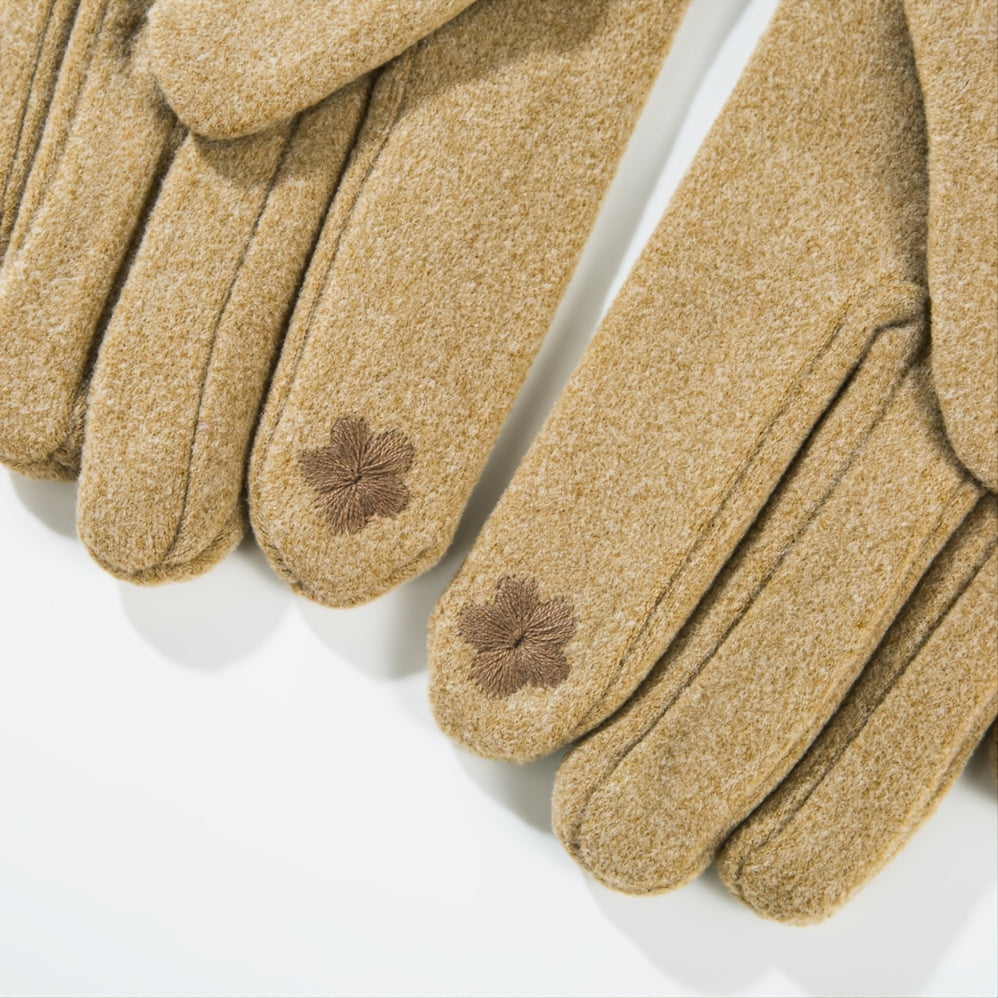 Women's Fleece Warm Touch Screen Gloves Solid Gentle Gloves