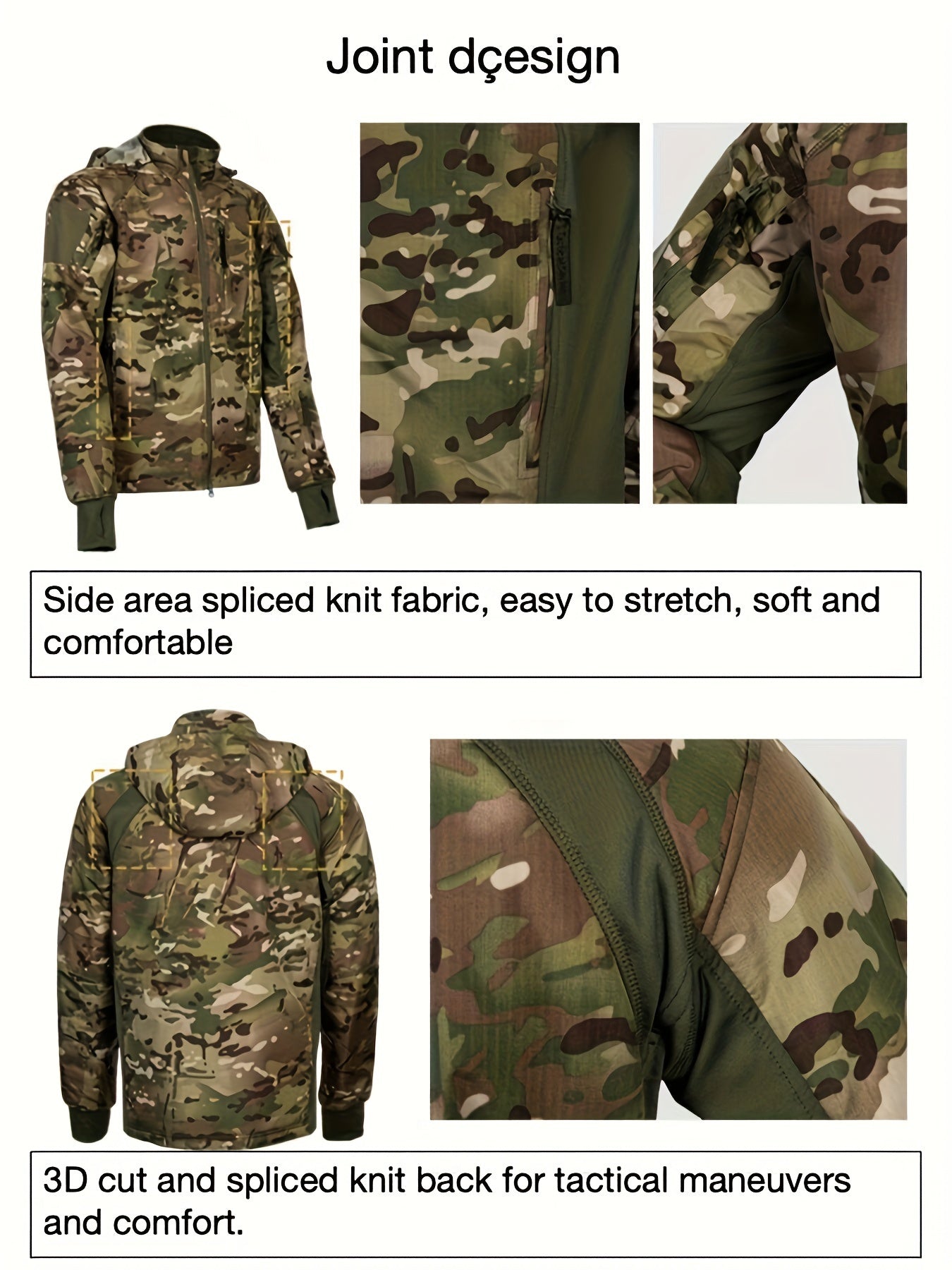 Men's Camo Waterproof Hooded Jacket - Outdoor Active Zip Up