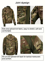 Men's Camo Waterproof Hooded Jacket - Outdoor Active Zip Up