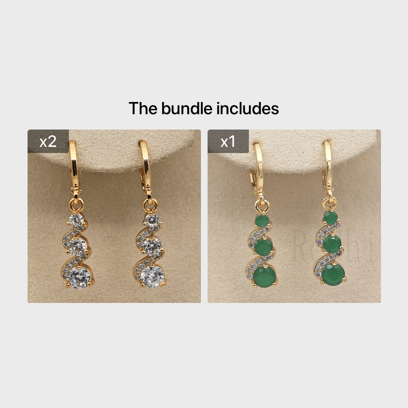 Vintage Green Stone Drop Earrings 14K Plated
