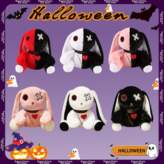 Gothic Plush Reborn Rabbit Soft Stuffed Animal with Hand Embroidered Stitches