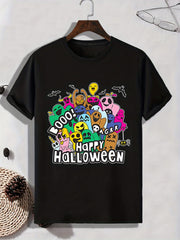 Men's Halloween Doodle Print T shirt Active Tee