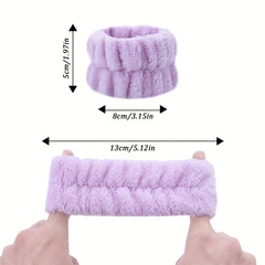 2pcs Microfiber Wrist Wash Towel Band - Absorbent Wrist Sweatband for Women