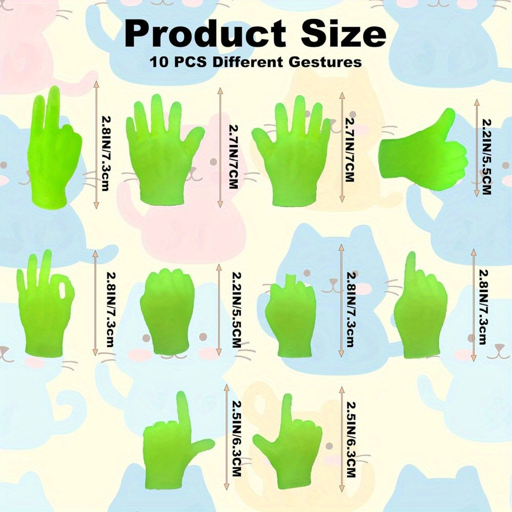 30pcs Glow in the Dark Green Mini Hands Rubber Finger Puppets