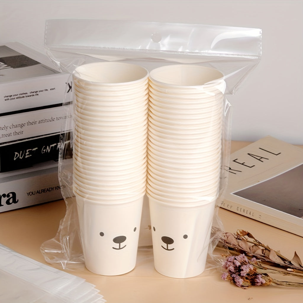 50pcs Disposable Paper Cups 250ml Household Water Coffee Tea Cup