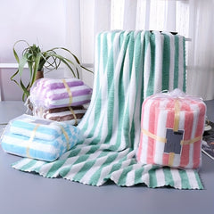 2pcs Striped Towel Set Soft Comfortable Hand Towel Bath Towel Absorbent Towels
