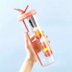 700ml Clear Tumbler w/ Infuser & Straw for Summer & Winter Drinks
