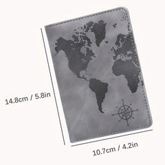 Map Pattern RFID Blocking Passport Holder With Card Slot