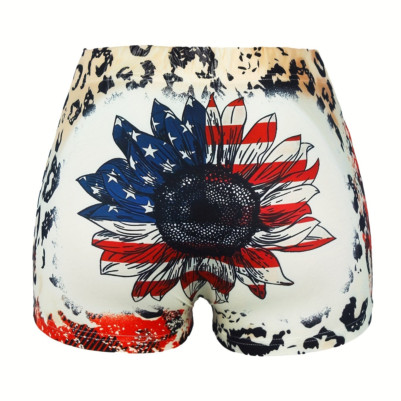 American Flag & Leopard Print Skinny Shorts Sexy Shorts For Spring & Summer