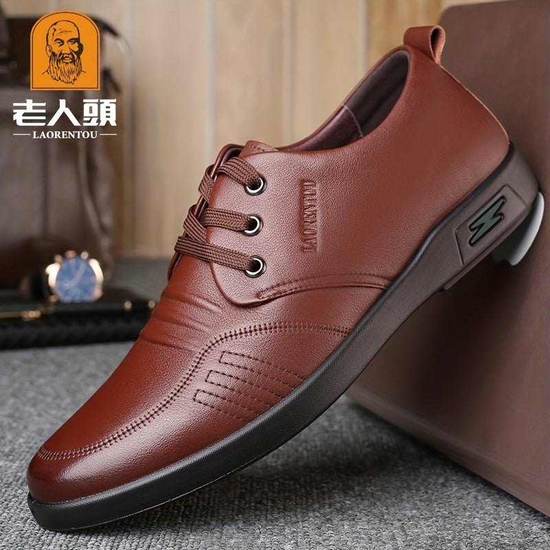 LAORENTOU Men's Leather Dress Shoes Non Slip Lace up Formal Shoes