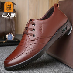 LAORENTOU Men's Leather Dress Shoes Non Slip Lace up Formal Shoes