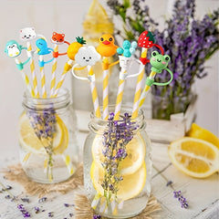 12pcs Straw Lids Reusable Silicone Drinking Straw Cover for 6-8mm Straws