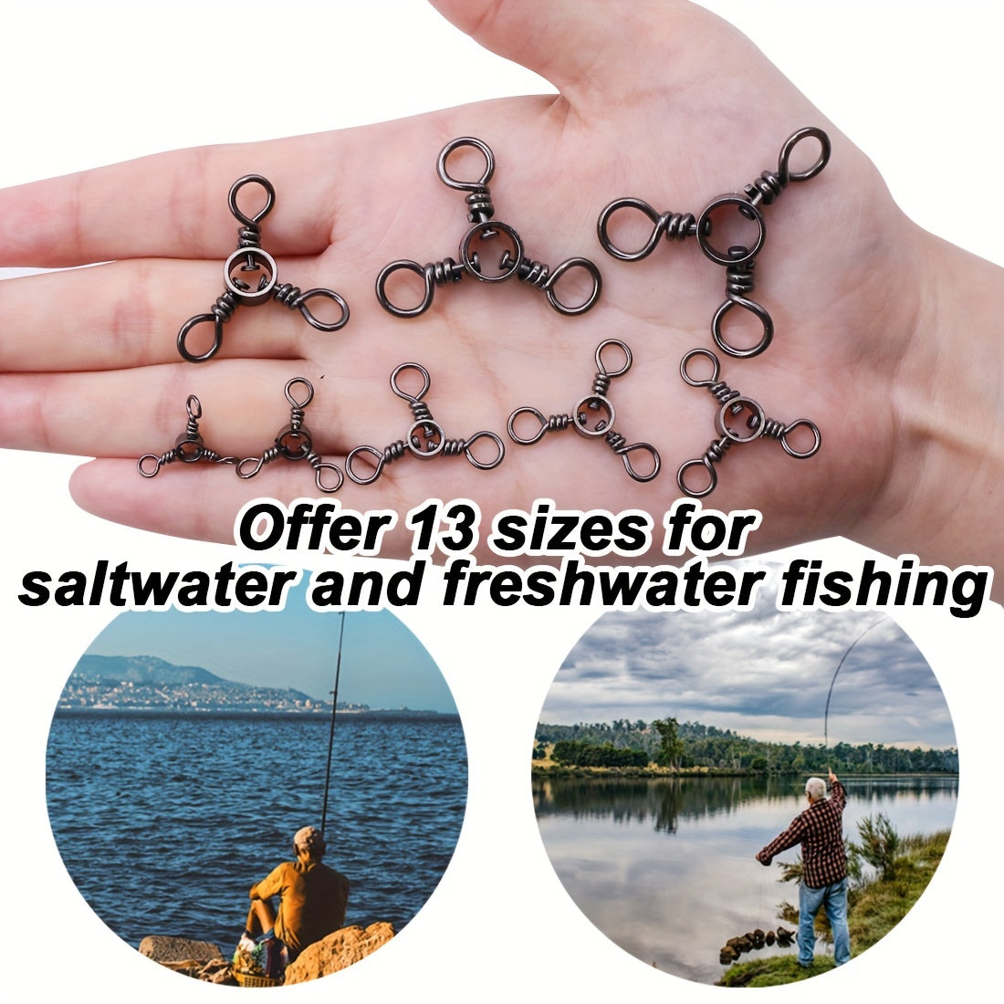 Stainless Steel 3-Way Swivel Fishing Tackle 25pcs