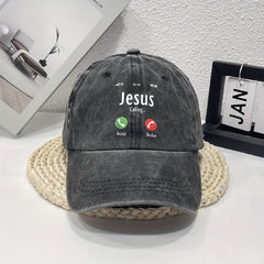 JESUS CALL Washed Denim Baseball Cap For Men And Women