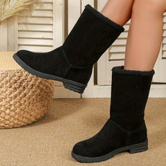 Furry Round Toe Snow Boots Plush Lined Thermal Fall Winter Shoes