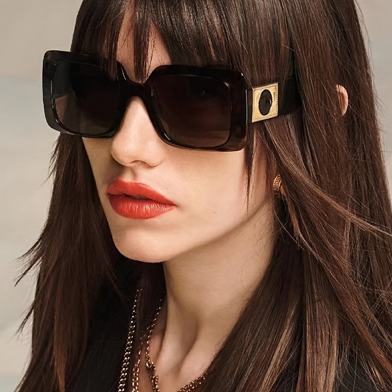 Large Frame Rectangular Sunglasses Vintage Stylish Sun Shade Eyeglasses