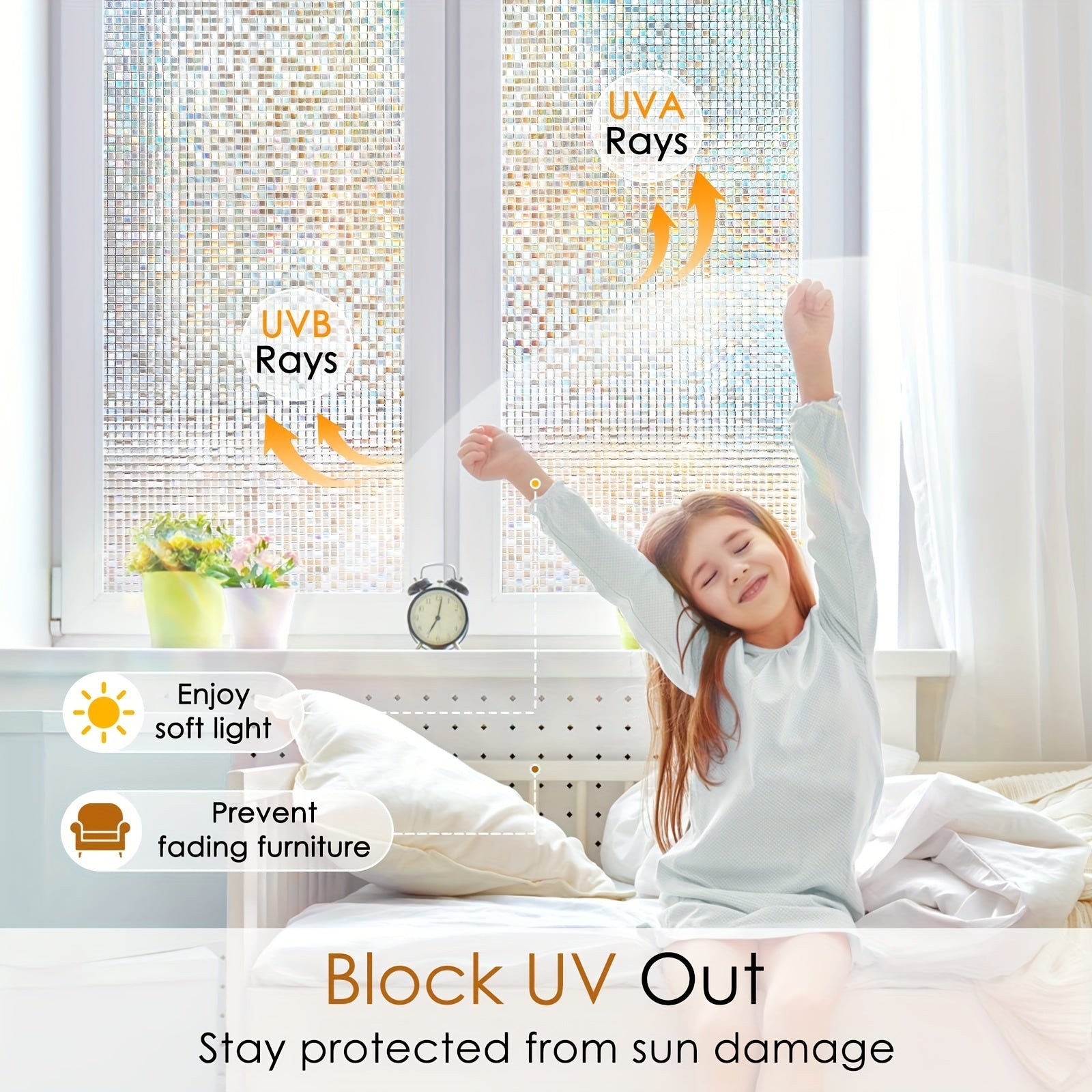 Privacy Window Film Stained Glass Rainbow Decorative Vinyl UV Blocking
