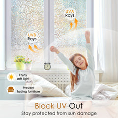 Privacy Window Film Stained Glass Rainbow Decorative Vinyl UV Blocking