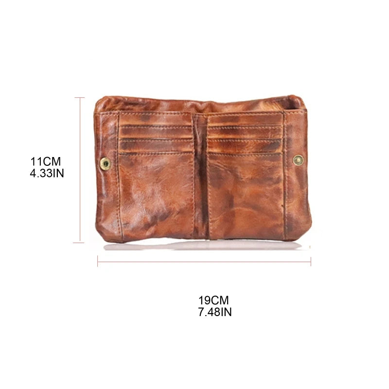Soft Cowhide Bifold Wallet with Zipper Gift for Dad's Christmas