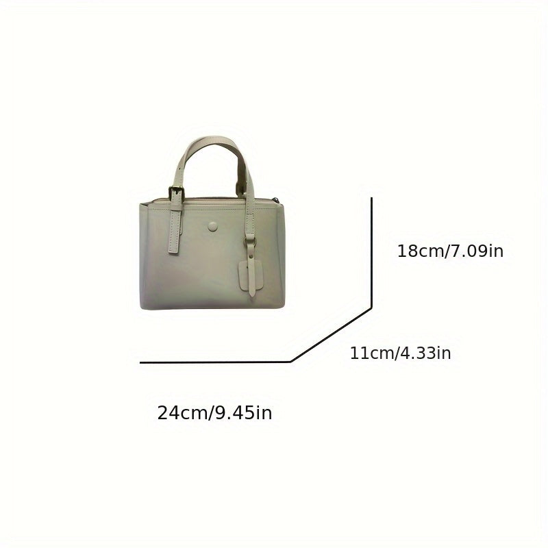 Dark Green Leather Tote Bag Women Durable Top Handle Removable Strap