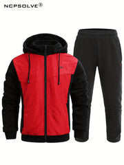 Men's Active Thermal Hooded Jacket & Thick Pants Set