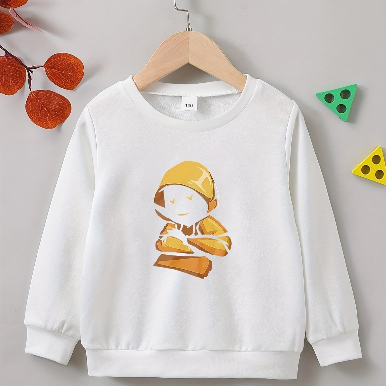 Cartoon Boy Print Boys Casual Pullover Sweatshirt