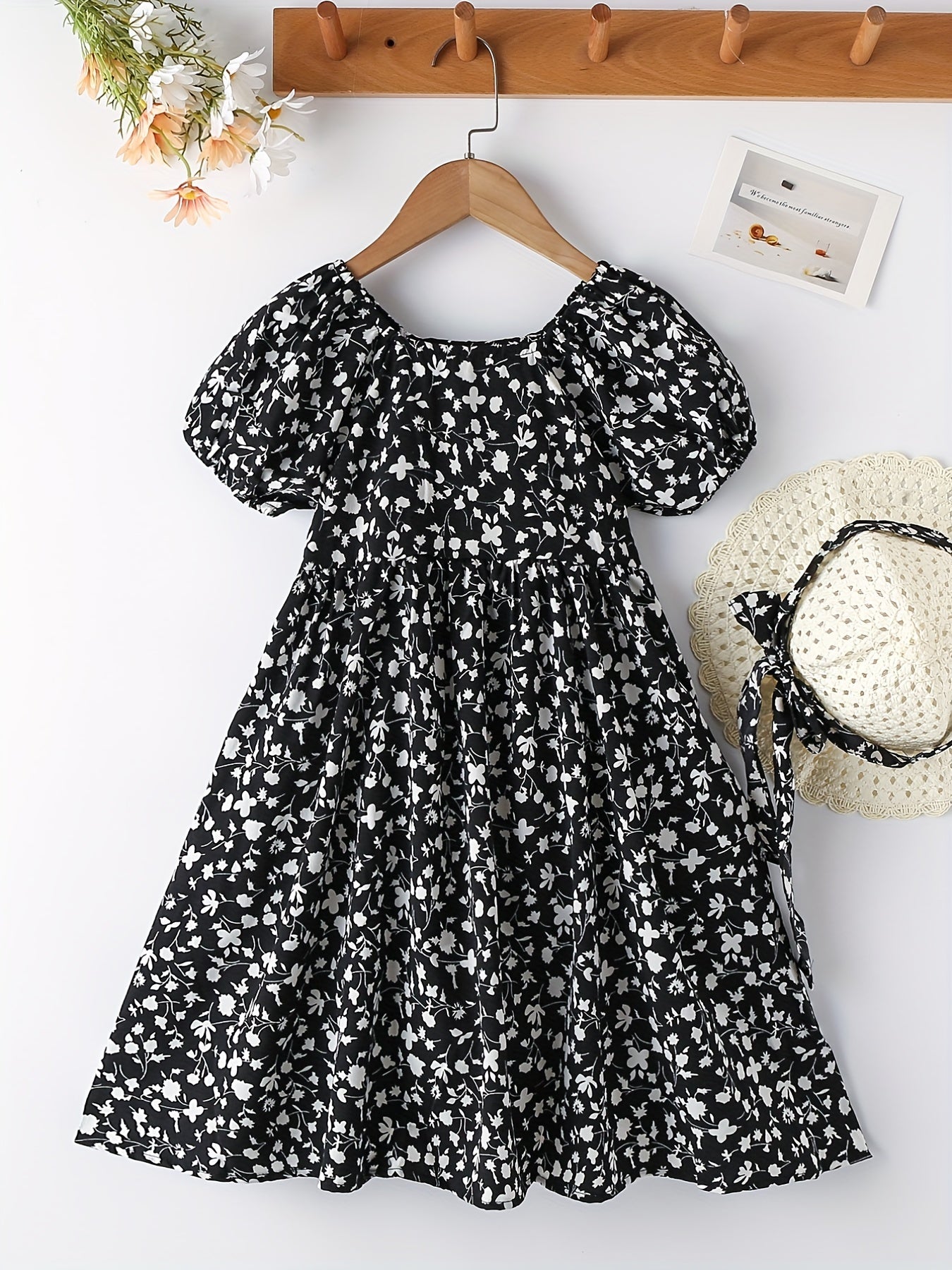 Girl's Casual Summer Floral Dress Ruffle Flared