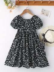 Girl's Casual Summer Floral Dress Ruffle Flared