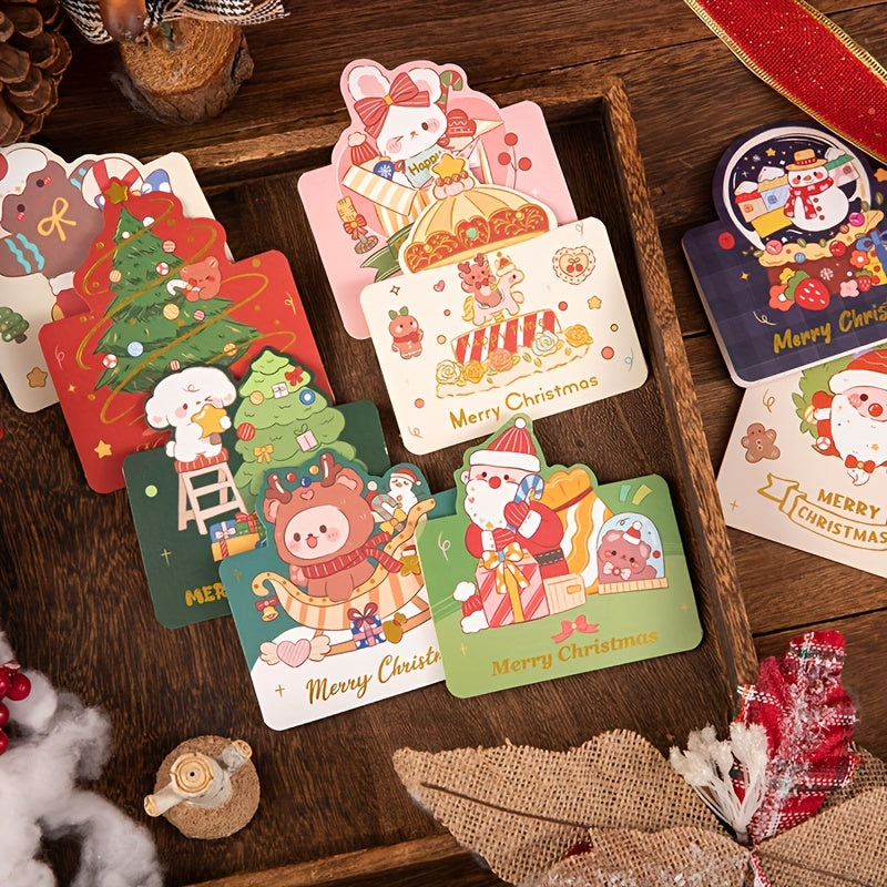 10pcs Christmas Hot Stamping Greeting Card Giftgiving Thanksgiving Greeting