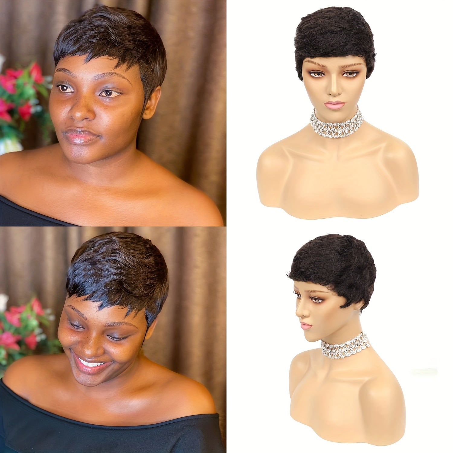 Short Curly Pixie Wig Natural Fluffy Wig for Daily Party Halloween