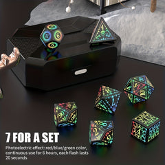7pcs Rechargeable LED Metal Flashy Dice Set Halloween Gift
