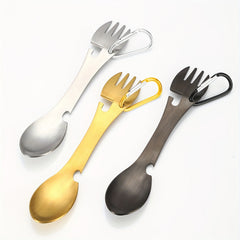 Portable 5-in-1 Stainless Steel Tableware Set for Outdoor Activities