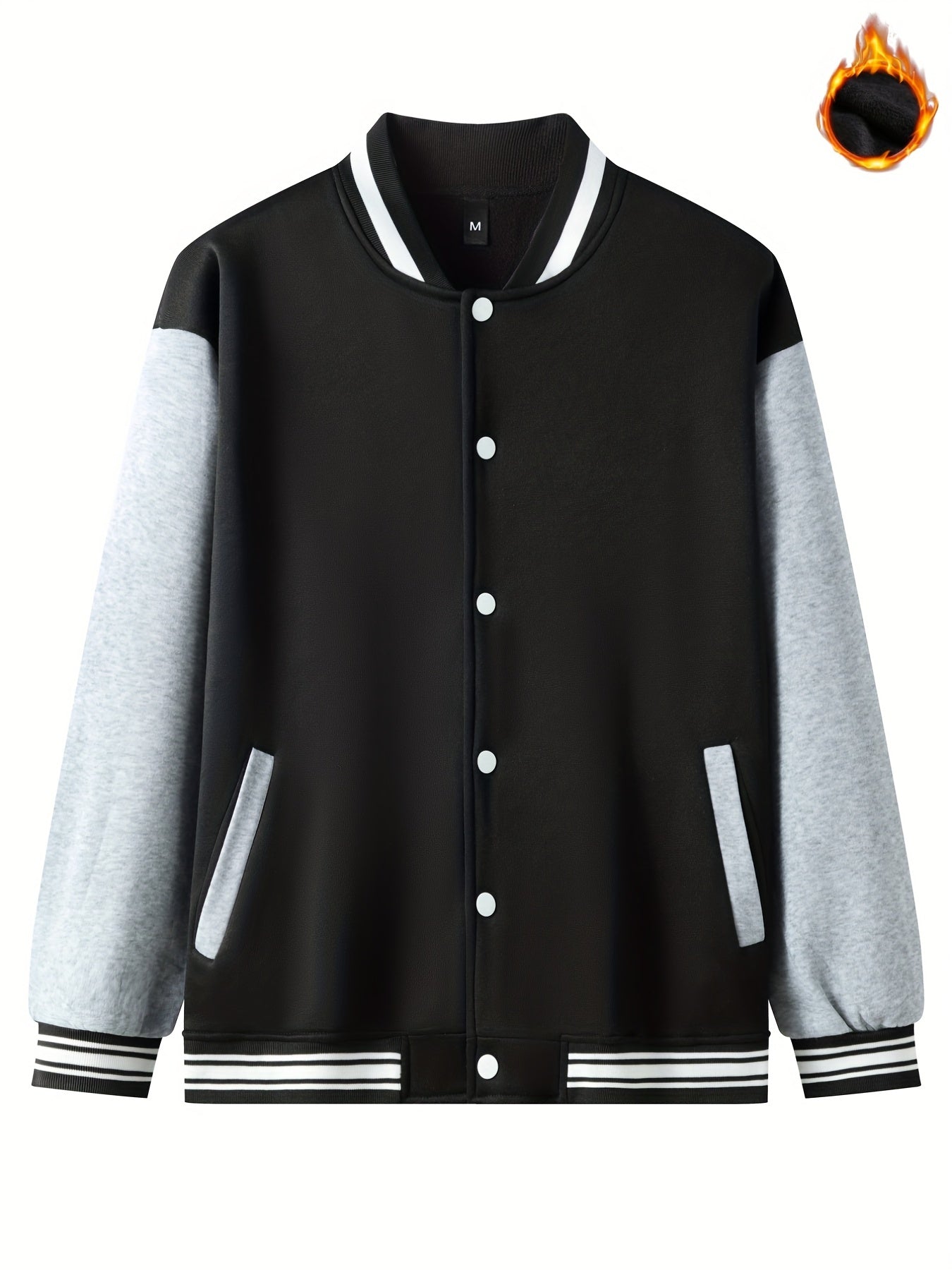 Dragon Symbol Pattern Plush Varsity Jacket Men's Jacket