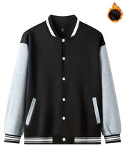 Dragon Symbol Pattern Plush Varsity Jacket Men's Jacket