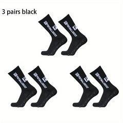 3 Pairs Non slip Silicone Athletic Socks For Football Moisture Wicking