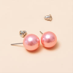 12 Pairs Colorful Pearl Ball Stud Earrings Men Women 6 8 10 12mm