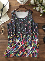  Colorful Dot & Butterfly Print Tank Top