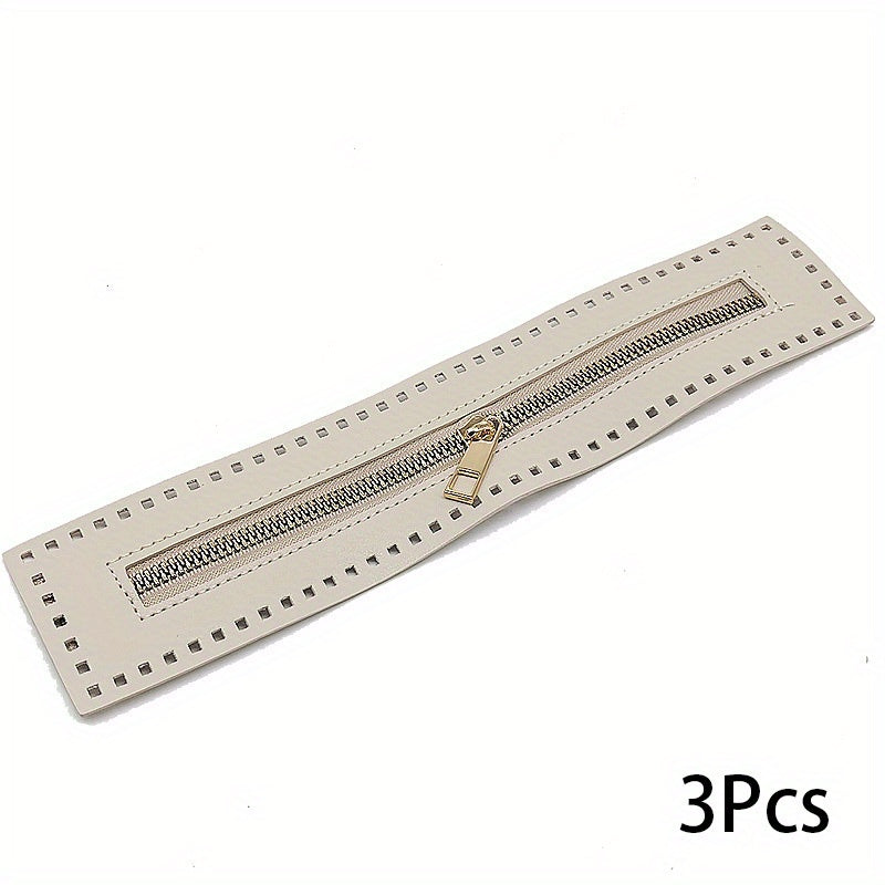 3pcs Box Bag Hardware Accessories Leather Zipper Braided Bag Zipper Strip