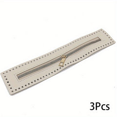 3pcs Box Bag Hardware Accessories Leather Zipper Braided Bag Zipper Strip