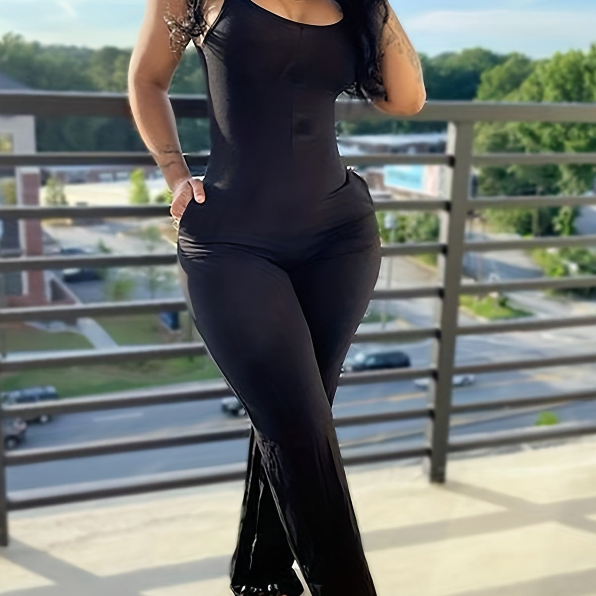  Basic Jumpsuit - Slim Fit Straight Leg Cami Jumpsuit